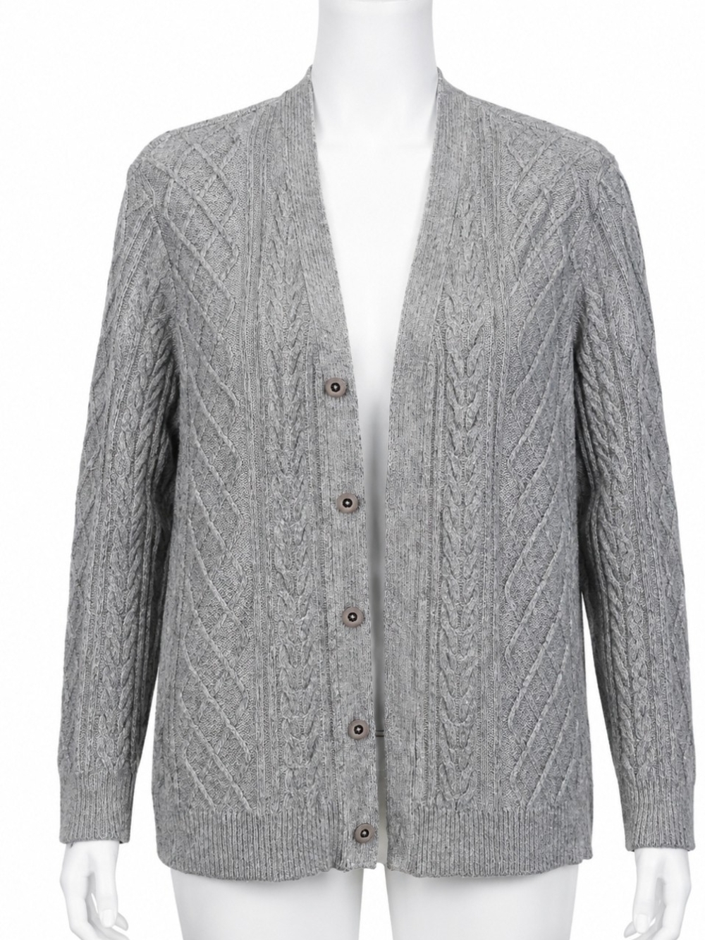 Express Gray Cable Knit Button Front Cardigan
